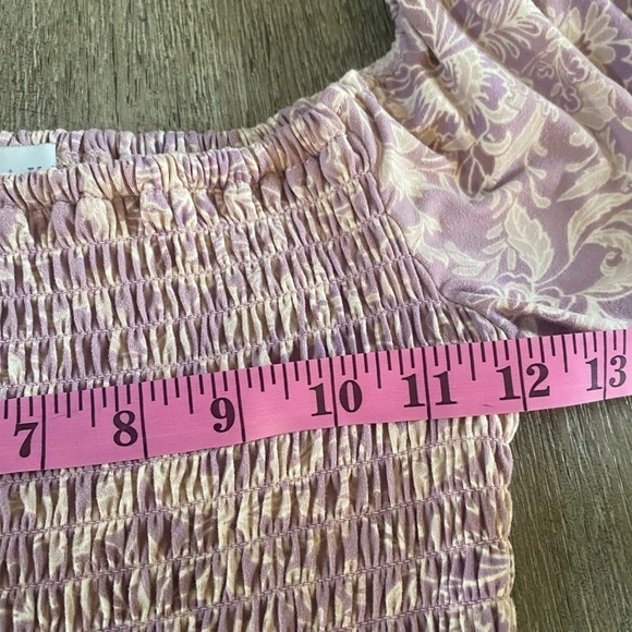 WAYF I Mauve Botanical I Smocked Bodice I Jumpsuit I Size: XS - Picture 9 of 13